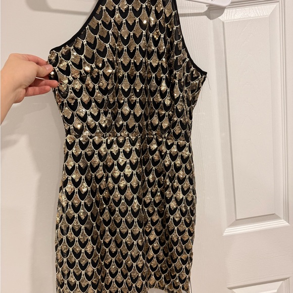 Lulu's Silver Sequin Halter Mini Dress - Picture 2 of 4